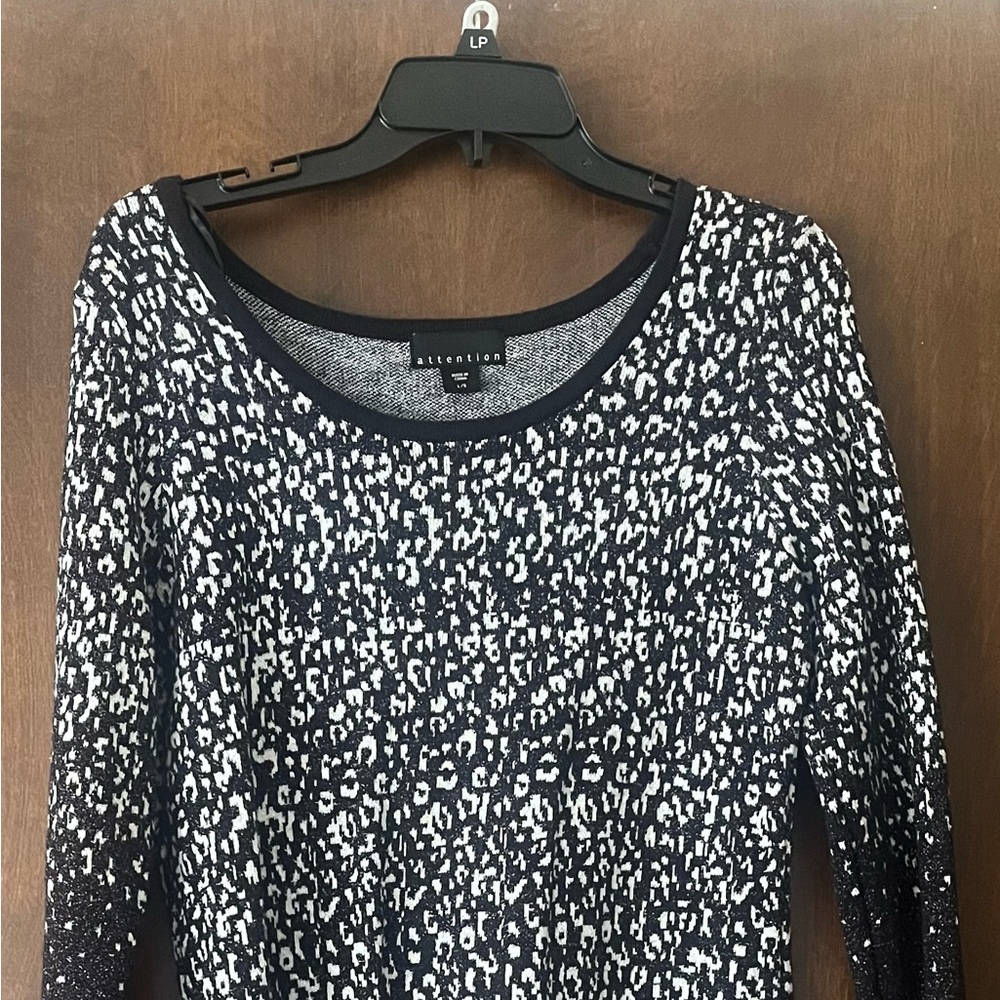 Attention Black and White Turtleneck Sweater Dress